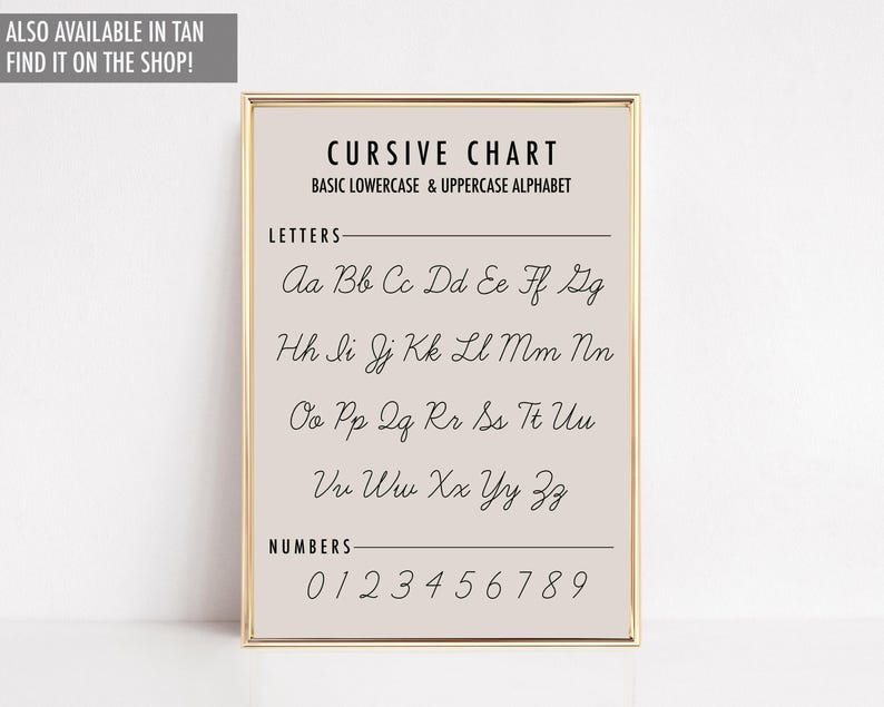 homeschool decor | homeschool printables | classroom decor | classroom poster | cursive alphabet writing chart | kikiandnim | digital print image 5