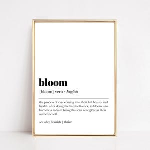 bloom definition print | manifest poster | self care wall art | inspirational wall art | motivational art print | kikiandnim | digital print image 1