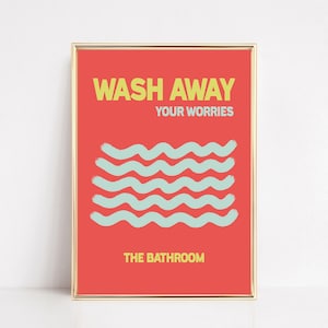 aesthetic bathroom decor | colorful bathroom wall art | travel poster inspired bathroom print | bathroom sign | kikiandnim | digital print