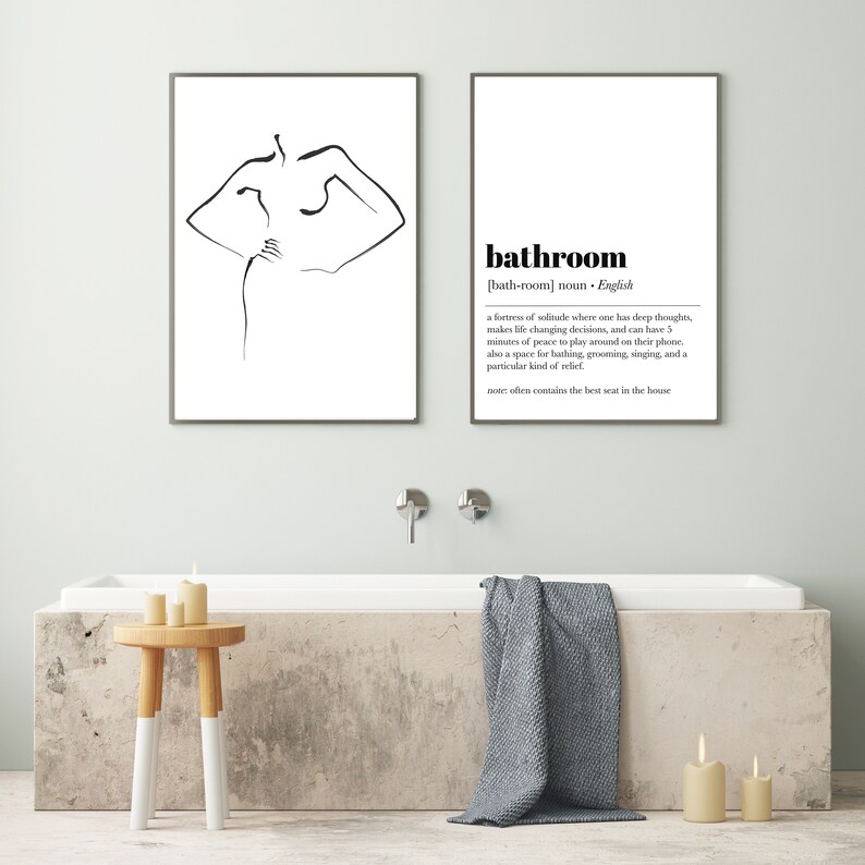 Funny Bathroom Wall Decor Set of 3 Bathroom Definition Etsy
