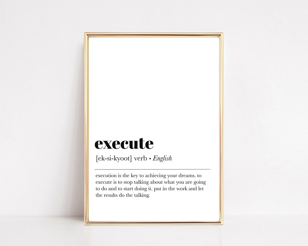 Gift for Entrepreneur | Execute Definition | Home Office Wall Art ...