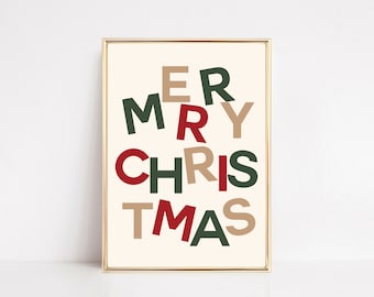 christmas wall art | merry christmas print | christmas printable | christmas poster | typography christmas | kikiandnim | printable wall art