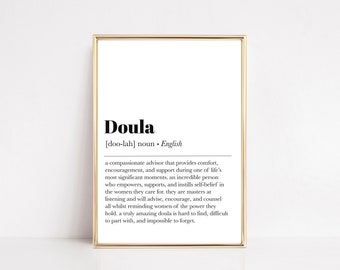 doula définition art mural imprimable | cadeau doula | citation doula | cadeau pour doula | art mural de bureau | accoucheuse | téléchargement numérique