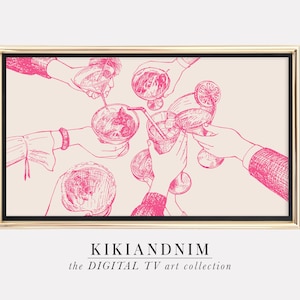 samsung frame tv art | pink frame tv art | the frame tv art | bar art for frame tv | retro cheers sketch | kikiandnim | digital download