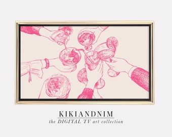 Samsung cadre tv art | art tv cadre rose | le cadre tv art | art de bar pour cadre tv | croquis de acclamations rétro | kikiandnim | téléchargement numérique