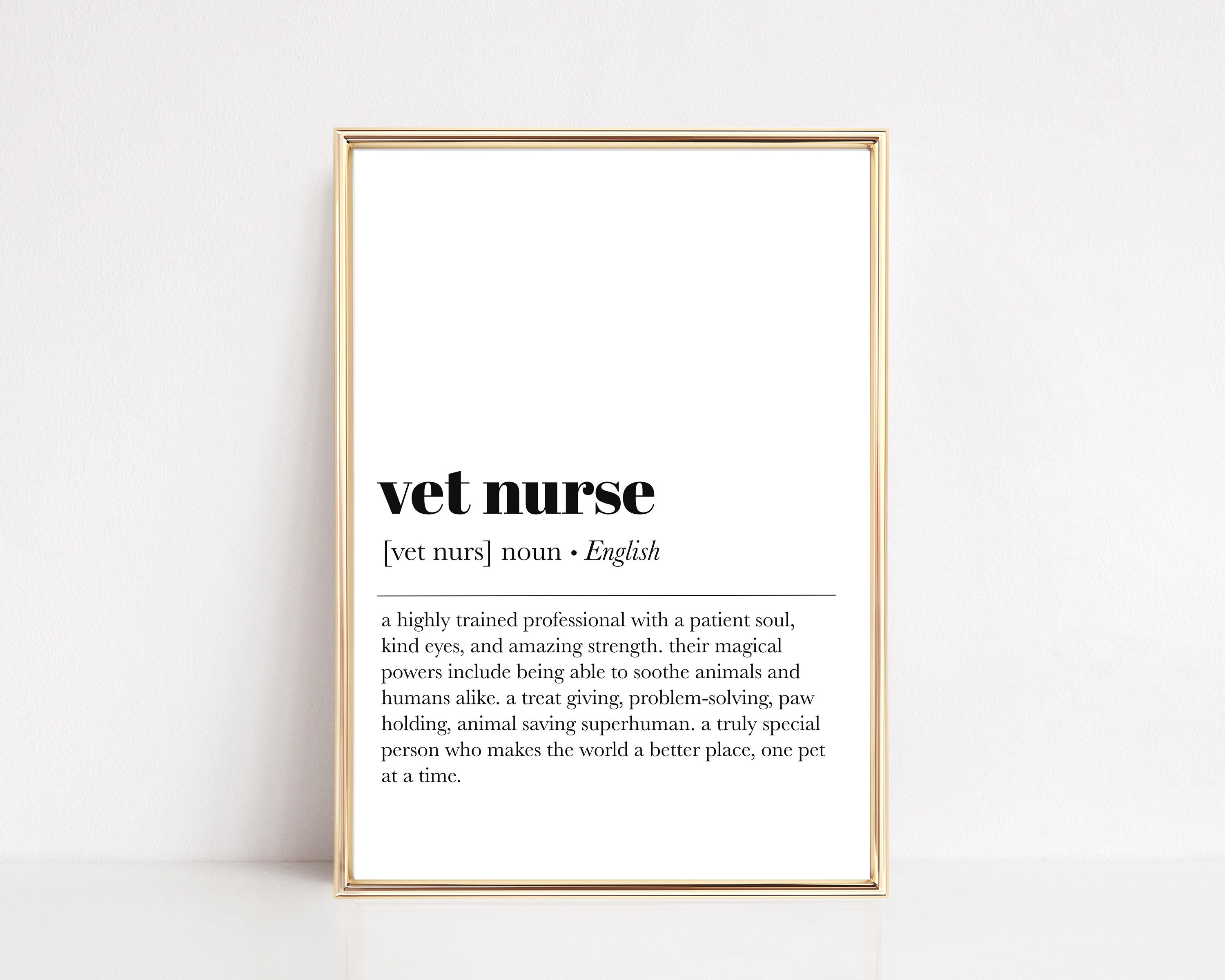 Vet Nurse Definition Print Vet Nurse Grad Gift Vet Nurse Etsy