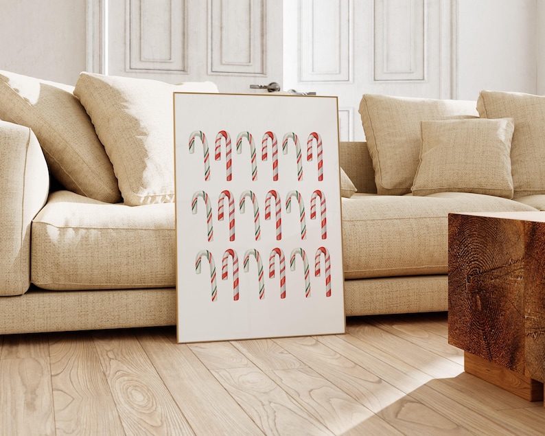 christmas candy cane decor | candy cane printable wall art | candy cane art | classic christmas wall art | kikiandnim | digital print image 5