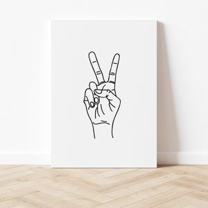Peace Sign Line Art Print | Kids Room Wall Art | Minimalist Black and White Art (Digital Download) image 4