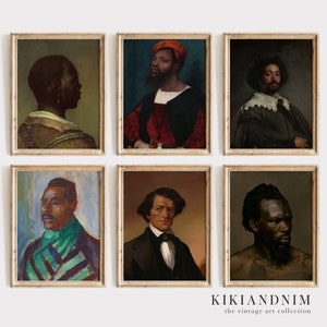 black history month wall art | black man art | african american art | set of 6 vintage prints | male painting | kikiandnim | printable art