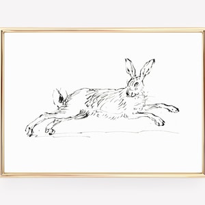 bunny print | vintage rabbit sketch | vintage easter decor | easter printable | neutral nursery wall art | kikiandnim | printable wall art