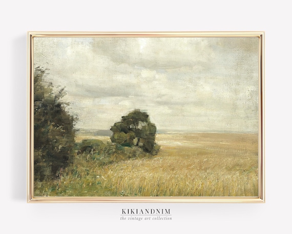 country wall art | summer landscape painting | farmhouse decor | vintage print | vintage wall art | antique art | digital download