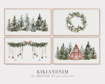 set di cornici natalizie per tv / cornice invernale per samsung tv / natale in fattoria / cornice per tv / alberi / kikiandnim / download digitale