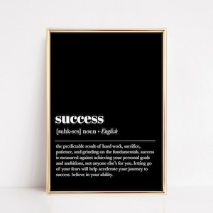 success definition | printable office wall art | home office decor | motivational gifts | inspirational quote prints | digital download