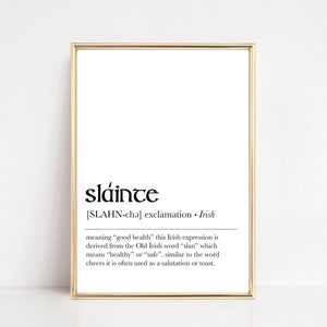 slainte definition print | irish blessing print | slainte print | gaelic wall art | irish decor | st. patricks day decor | digital download