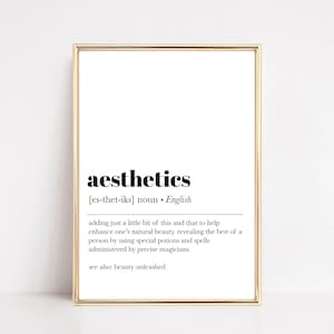 aesthetics definition print | salon decor | beauty salon wall art | spa wall art | cosmetics print | gift for esthetician | digital download