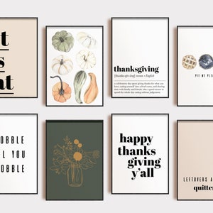 printable thanksgiving decor | 16 thanksgiving art prints | MEGA bundle gallery wall | fall decor printables | kikiandnim | digital download
