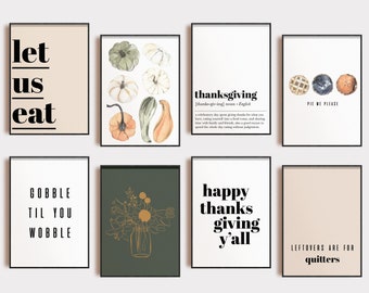 printable thanksgiving decor | 16 thanksgiving art prints | MEGA bundle gallery wall | fall decor printables | kikiandnim | digital download