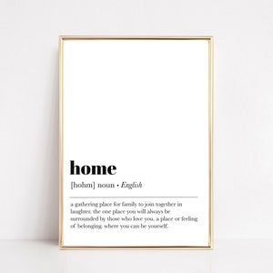 home definition print | wall art for living room | minimalist poster | home wall art | dictionary art | family print | instant download
