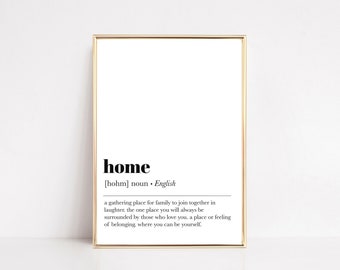 home definition print | wall art for living room | minimalist poster | home wall art | dictionary art | family print | instant download