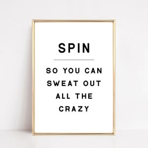 Home Gym Wall Art | Spin Class Print | Sweat Out the Crazy Gym Poster (Digital Download)
