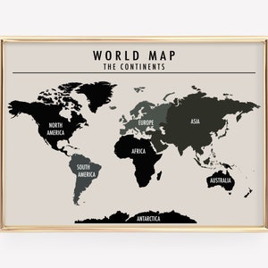 world map wall art | homeschool decor | printable world map | world map poster | world map print | kikiandnim | digital download