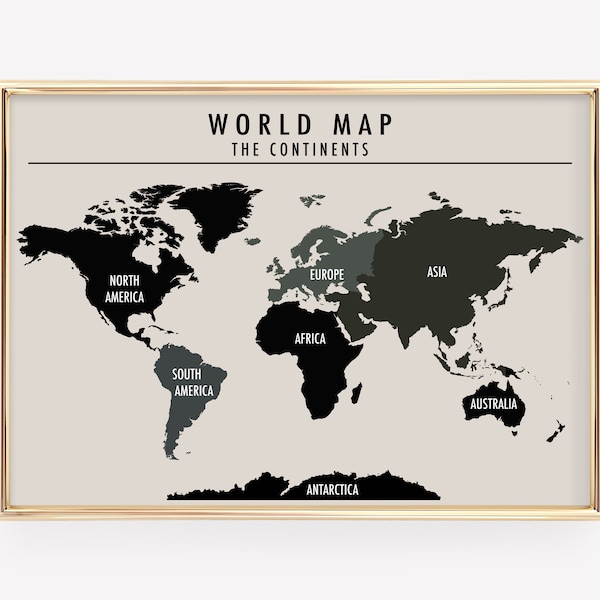 world map wall art | homeschool decor | printable world map | world map poster | world map print | kikiandnim | digital download