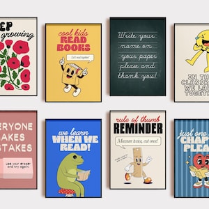 classroom decor bundle elementary | 8 EDUCATIONAL PRINTABLES | cute classroom posters | playroom wall art | kikiandnim | digital download image 1