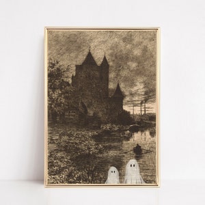 vintage halloween ghost print | halloween decor | dark academia wall art | halloween wall art | gothic wall art | kikiandnim | digital print