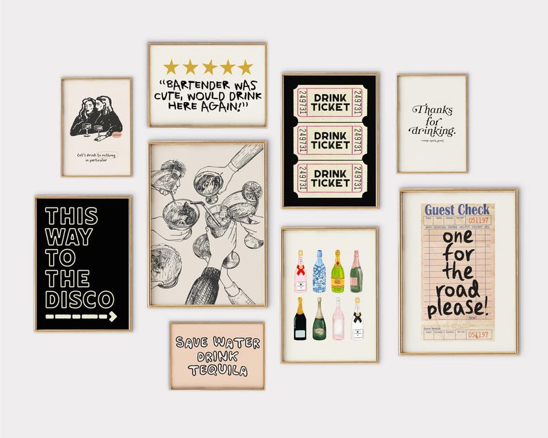 trendy kitchen wall art mega bundle | 30 KITCHEN PRINTS | aesthetic kitchen decor | cute dining room wall art | kikiandnim | digital prints image 3