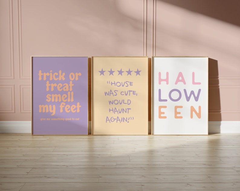 pastel halloween decor 6 pastel halloween prints cute halloween wall art pastel halloween decorations kikiandnim digital prints image 7