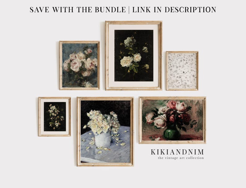 light academia decor | cottagecore print | vintage floral wall art | antique botanical art print | kikiandnim | printable wall art image 6