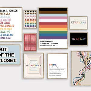 gay pride wall art | 10 PRINTABLES | LGBTQ gift | lgbt pride decor | pride office decor | gallery wall art | kikiandnim | digital download