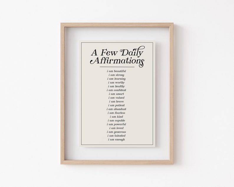 daily affirmations wall art positive affirmation wall art mental health art neutral wall art kikiandnim digital download image 2