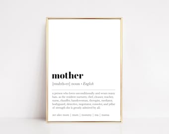 mother definition print | mother's day gift | gift for mom | minimalist printable wall art | digital download