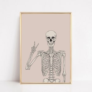 skeleton print | pink halloween decor | boho halloween printable wall art | halloween poster | halloween print | kikiandnim | digital print