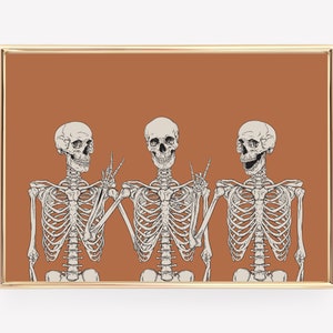 funny skeleton print | halloween print | halloween decor | halloween poster | halloween printable | kikiandnim | printable wall art