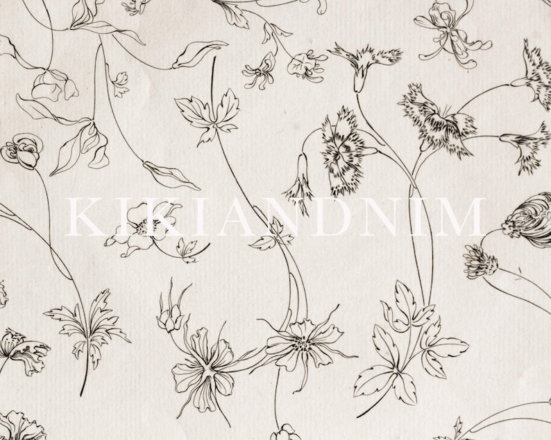 light academia decor | cottagecore print | vintage floral wall art | antique botanical art print | kikiandnim | printable wall art image 3