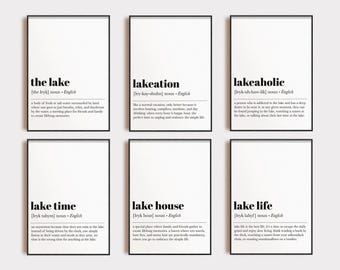 Láminas artísticas con la definición de la Casa del Lago / Juego de 6 imprimibles / Decoración de la Casa del Lago / KIKIANDNIM / Descarga digital