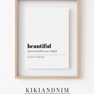 beautiful definition print | self love wall art | affirmation wall art | friendship gift for women | kikiandnim | printable wall art image 3