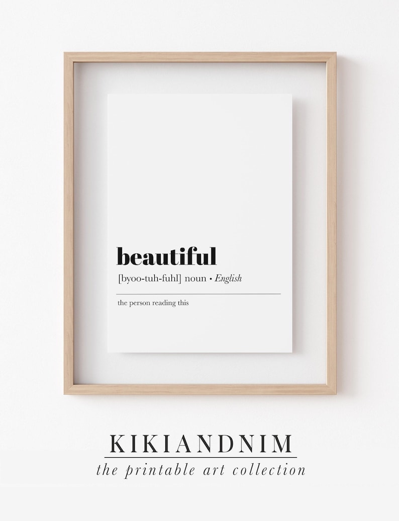 beautiful definition print | self love wall art | affirmation wall art | friendship gift for women | kikiandnim | printable wall art image 3