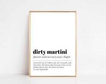 dirty martini definition print | martini art | martini wall art | bar art print | bar wall art | bar cart decor | instant download