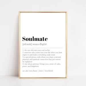 Soulmate Definition Print | Anniversary Gift | Gift for Husband | Above Bed Decor | KIKAINDNIM | Printable Wall Art