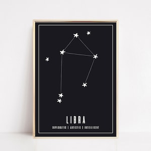 libra wall art | libra zodiac print | astrology gifts | libra art | zodiac printable | zodiac birthday gift | kikiandnim | digital download