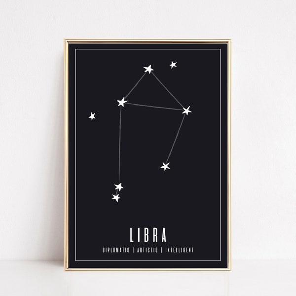 libra wall art | libra zodiac print | astrology gifts | libra art | zodiac printable | zodiac birthday gift | kikiandnim | digital download