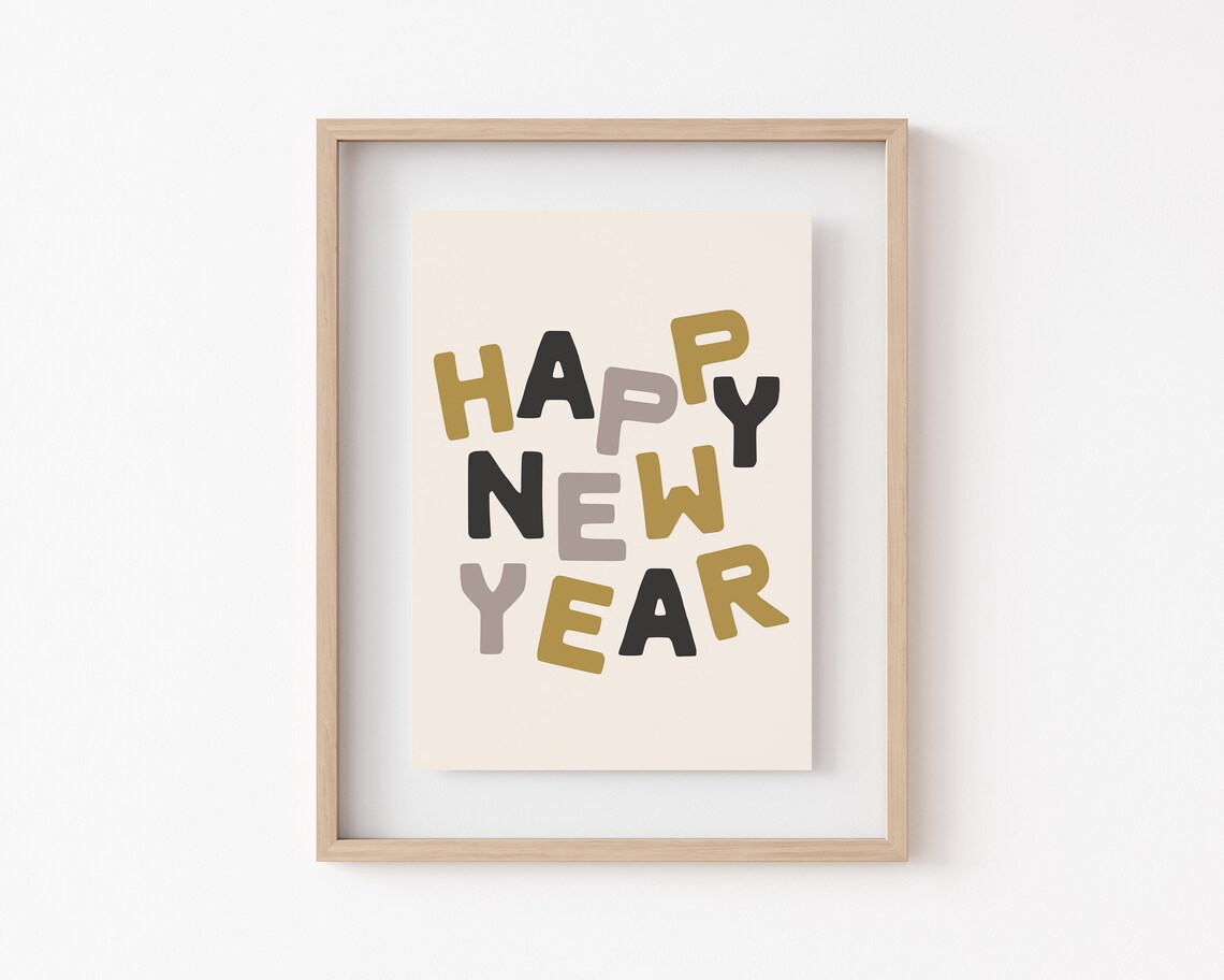 Retro New Years Eve Print Printable Happy New Year Sign - Etsy