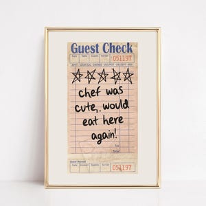 chef was cute guest check print | kitchen wall art | cute kitchen decor | kitchen poster | kikiandnim | digital print | printable wall art image 1