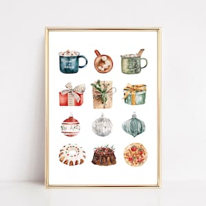 christmas printable wall art | christmas decor | christmas illustrations | modern holiday decor | christmas wall art | digital art