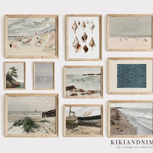 vintage beach wall art | set of 10 prints | coastal art prints | nautical wall art | summer gallery wall | kikiandnim | digital prints