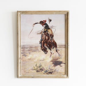 vintage cowboy art | southwestern decor | western wall art | horse print | western decor | rustic wall art | kikiandnim | digital art print image 2