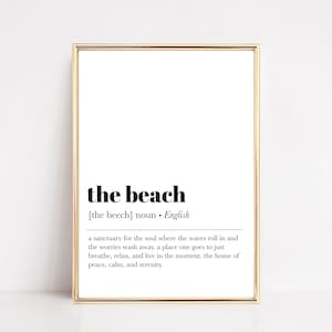 beach definition print | beach house decor | beach house sign | beach house gift | black and white beach print | beach art | digital print